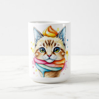 アイスクリームと猫のマグカップ コーヒーマグカップ