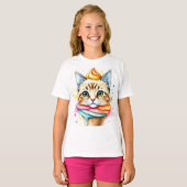 アイスクリームと猫のTシャツ Tシャツ (正面フル)