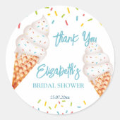 アイスクリームのすくい取り シャワー ブライダル サンクス ラウンドシール (正面)
