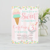 アイスクリームのアイスキャンデーの誕生日のパーティの招待状 招待状 (スタンド正面)