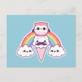 アイスクリームのコーンが可愛いフクロウ ポストカード (正面)
