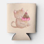 アイスクリームのコーンを持ったかわいい猫 缶クーラー (正面)