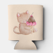 アイスクリームのコーンを持ったかわいい猫 缶クーラー (裏面)