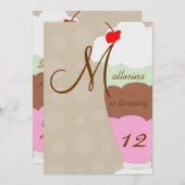 アイスクリームのサンデーの誕生日のパーティの招待状 招待状 (正面/裏面)