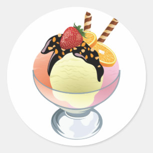 アイスクリームのサンデー ラウンドシール
