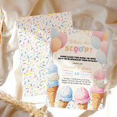 アイスクリームのジェンダーリビールパーティー What's The Scoop 招待状