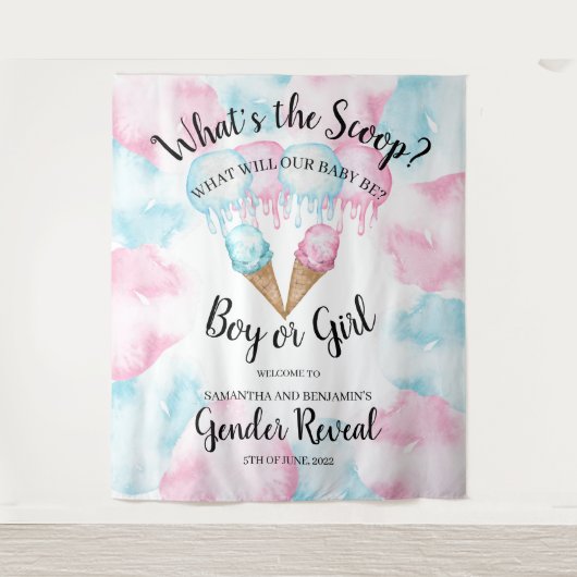 アイスクリームのジェンダー発表バックドロップ。 タペストリー (正面)