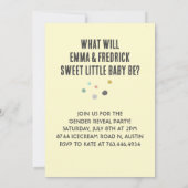 アイスクリームのジェンダー発表パーティーの招待状　ピンクとブルーのワッフルコーンの水彩イラスト 招待状 (裏面)