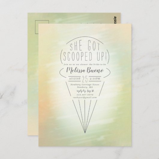 アイスクリームのテーマのシャワー招待状 ポストカード (正面/裏面)