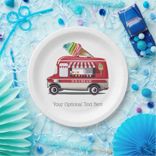 アイスクリームのトラックのカスタムな文字の紙皿 ペーパープレート (パーティー)