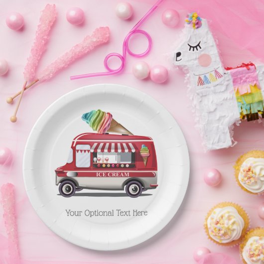 アイスクリームのトラックのカスタムな文字の紙皿 ペーパープレート (パーティー)
