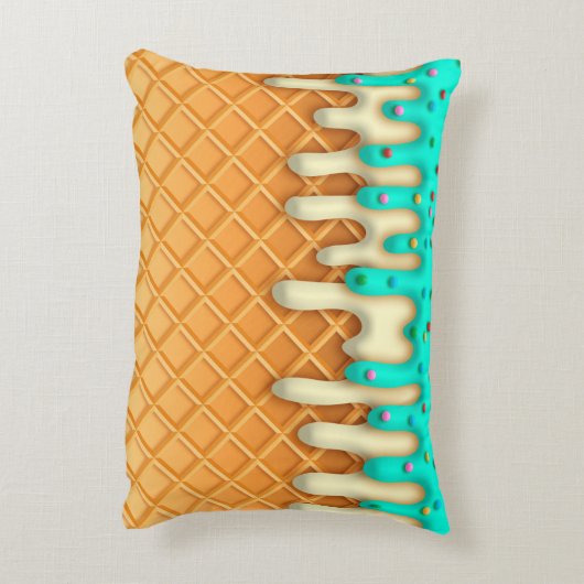 アイスクリームのドリップワッフルコーンミントと散水器 アクセントクッション (裏面(縦))