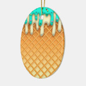 アイスクリームのドリップワッフルコーンミントと散水器 セラミックオーナメント (左)