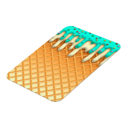 アイスクリームのドリップワッフルコーンミントと散水器 マグネット (左側)