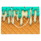 アイスクリームのドリップワッフルコーンミントと散水器 ラージペーパーバッグ (正面)