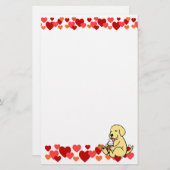 アイスクリームのハートを舐めるイエロー・ラブラドール・レトリーバー 便箋 (正面/裏面)