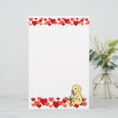 アイスクリームのハートを舐めるイエロー・ラブラドール・レトリーバー 便箋 (スタンド正面)