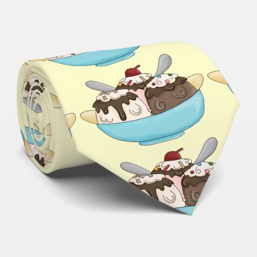 アイスクリームのバナナスプリットのタイ ネクタイ (ロール)