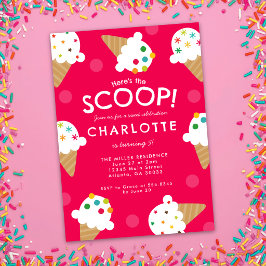 アイスクリームのバースデーパーティー Here's the Scoop Ice Cream Birt 招待状
