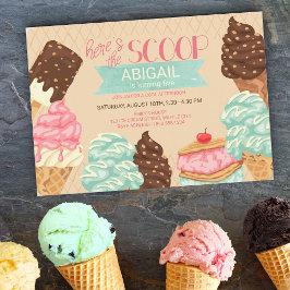 アイスクリームのバースデーパーティー Here's the Scoop Ice Cream Birt 招待状