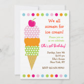 アイスクリームのバースデーパーティ招待状 招待状 (正面)