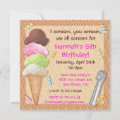 アイスクリームのパーティの招待状のお祝い 招待状 (正面)