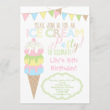 アイスクリームのパーティの招待状