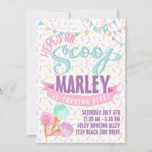 アイスクリームのパーティーの招待 招待状 (正面)