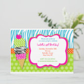 アイスクリームのパーティーの誕生日の招待状 招待状 (スタンド正面)