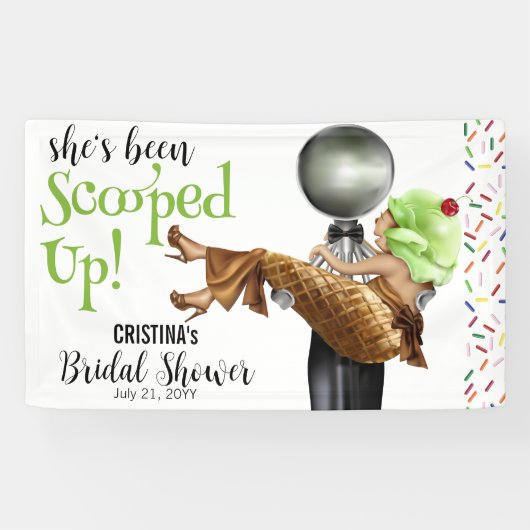 アイスクリームのビュッフェで彼女はキャッチされた 横断幕 (横)