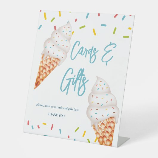 アイスクリームのブライダルシャワーギフトのサインをスクープ 台座サイン (正面)