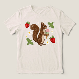 アイスクリームのボタニカルデザインを持つ遊び心のあるリス トライブレンドTシャツ
