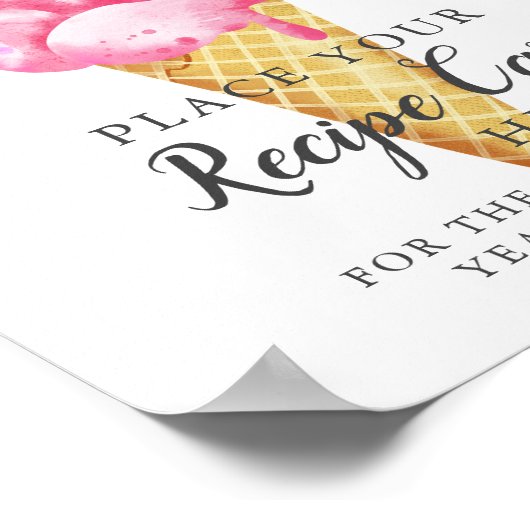 アイスクリームのレシピカードをここに置いてください サイン (角)