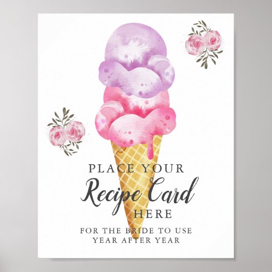 アイスクリームのレシピカードをここに置いてください サイン (正面)