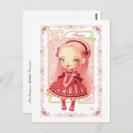 アイスクリームのロリータのFraise ポストカード (正面/裏面)