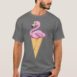 アイスクリームのワッフルを使ったフラミンゴ Tシャツ