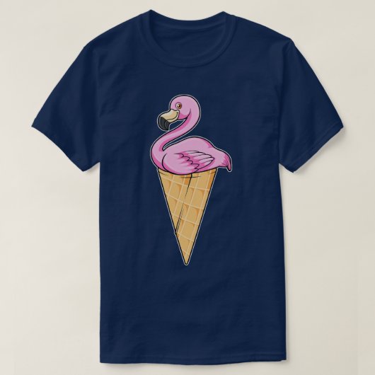 アイスクリームのワッフルを使ったフラミンゴ Tシャツ (デザイン正面)