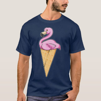 アイスクリームのワッフルを使ったフラミンゴ Tシャツ