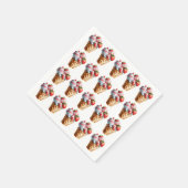 アイスクリームのワッフルコーンチョコレートストロベリートッピング スタンダードカクテルナプキン (角)