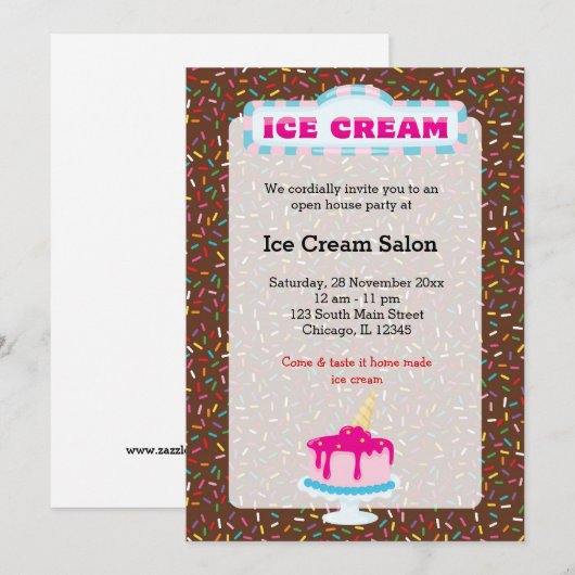 アイスクリームの事業 招待状 (正面/裏面)