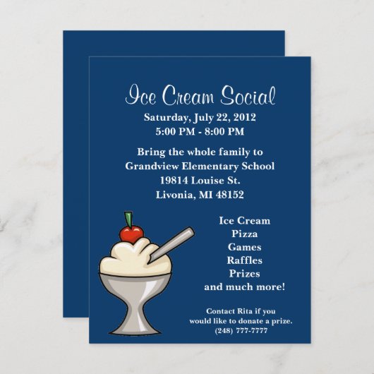 アイスクリームの会合のフライヤ 招待状 (正面/裏面)