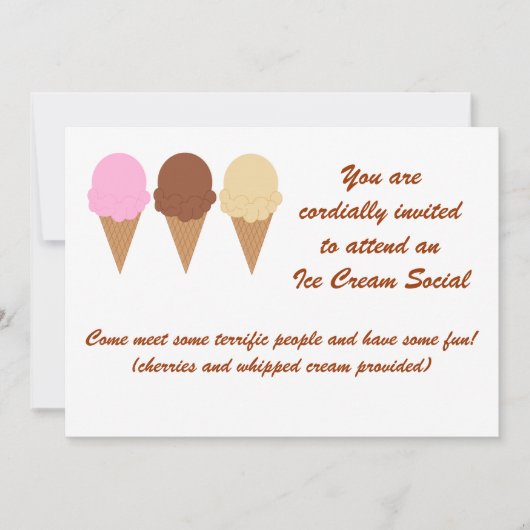 アイスクリームの会合の招待状 招待状 (正面)