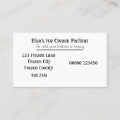 アイスクリームの写真の名刺 名刺 (裏面)