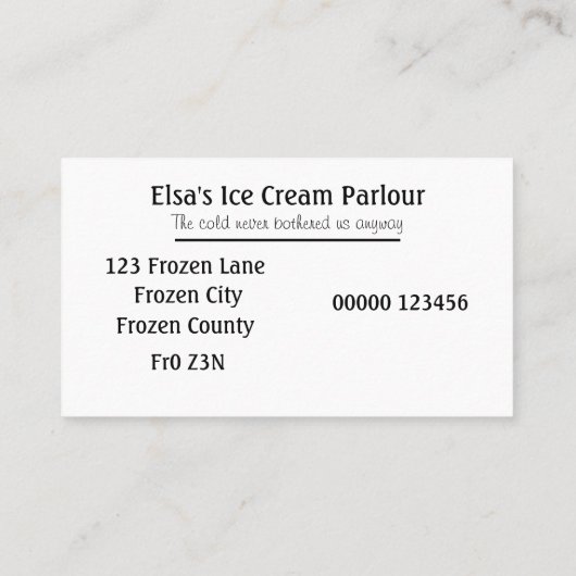 アイスクリームの写真の名刺 名刺 (裏面)