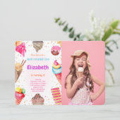 アイスクリームの写真招待状 招待状 (スタンド正面)