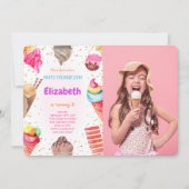 アイスクリームの写真招待状 招待状 (正面)
