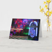 アイスクリームの印およびヴィンテージのジュークボックス カード (黄色い花)