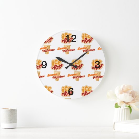 アイスクリームの夏の選好 ラージ壁時計 (ホーム)