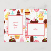 アイスクリームの女の子に悲鳴を上げるかわいい誕生日 インビテーションポストカード (裏面)