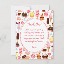 アイスクリームの女の子に悲鳴を上げるかわいい誕生日 サンキューカード